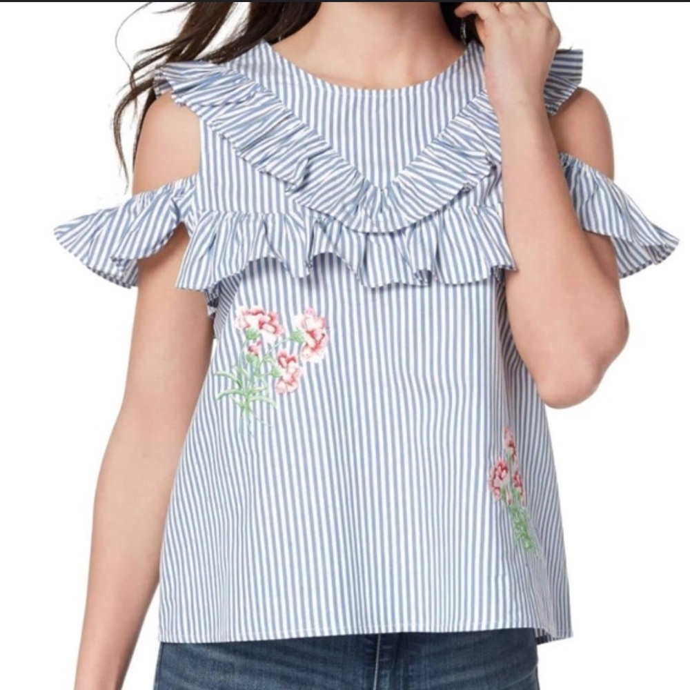 XOXO Striped Ruffle Shirt M